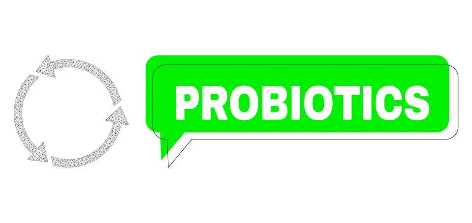 Misplaced Probiotics Green Message Cloud and Mesh Wireframe Recycle 스톡 일러스트