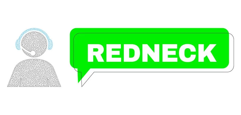 Misplaced Redneck Green Phrase Cloud and Mesh Network Call Center Operator Stock Illustration