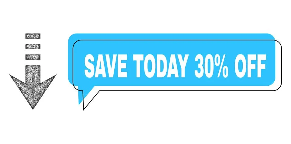 Misplaced Save Today 30% Off Chat Cloud and Hatched Send Down Icon Stock Illustration