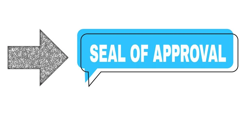 Misplaced Seal of Approval Message Cloud and Linear Arrow Right Icon 스톡 일러스트