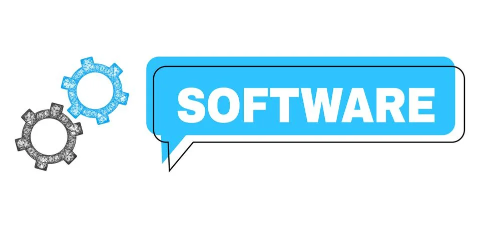 Misplaced Software Chat Bubble and Network Gears Icon Stock Illustration