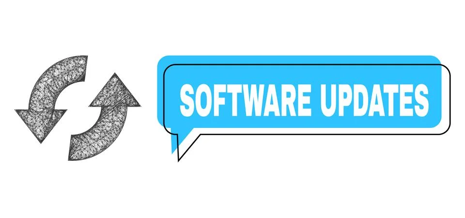 Misplaced Software Updates Speech Bubble and Linear Exchange Arrows Icon Illustrazione stock
