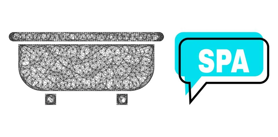 Misplaced Spa Chat Bubble and Net Bathtub Icon Stock Illustration