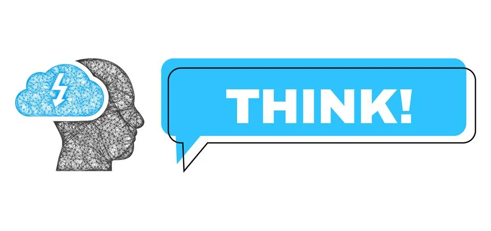 Misplaced Think! Chat Bubble and Hatched Brainstorming Icon Stock Illustration