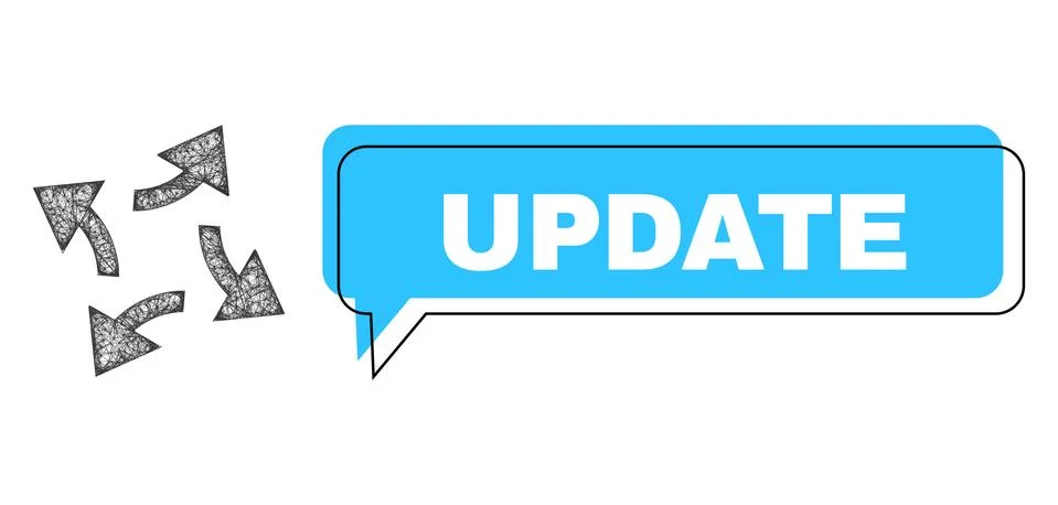 Misplaced Update Conversation Cloud and Hatched Centrifugal Arrows Icon Illustrazione stock
