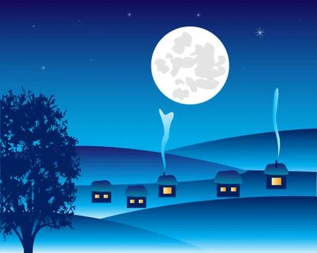 Misplaced village in winter Stock Illustration