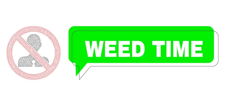 Misplaced Weed Time Green Chat Balloon and Mesh Wireframe No Clerk Stock Illustration