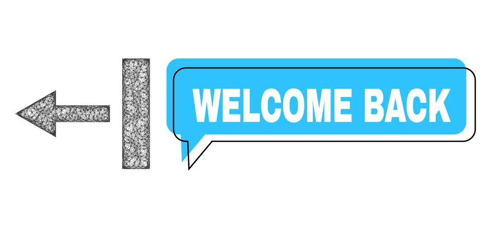 Misplaced Welcome Back Chat Frame and Net Mesh Pull Left Icon Stock Illustration