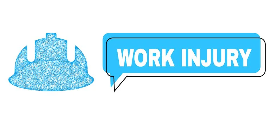 Misplaced Work Injury Conversation Bubble and Linear Construction Helmet Icon イラスト素材