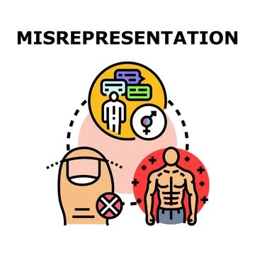 Misrepresentation identifying incorrect information and identity fraud Ilustração Stock