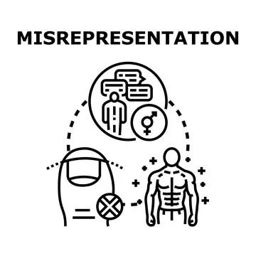 Misrepresentation identifying incorrect information and identity fraud 库存插图