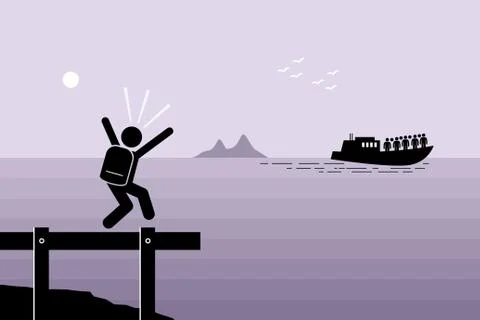 Miss the Boat. Stock-Illustration