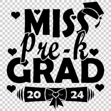 Miss With Scroll Diploma text graduation symbols decorating Illustrazione stock