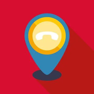 Missed call location pin communication flat icon Stock Illustration