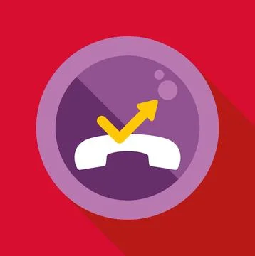 Missed call notification in a flat design icon Stock Illustration