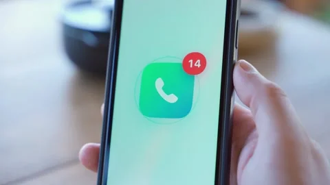 Missed calls counter increasing on smartphone screen. Growing number of Stockbeeldmateriaal 343237652