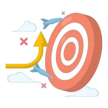 Missed target concept. failed to meet and achieve business targets. Stock Illustration