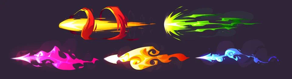 Missile arrow game vfx effect light fire trail Stock Illustration