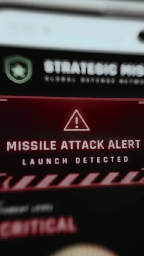 Missile Attack Alert With Launch Detected Banner 4K Stock Footage 341325246
