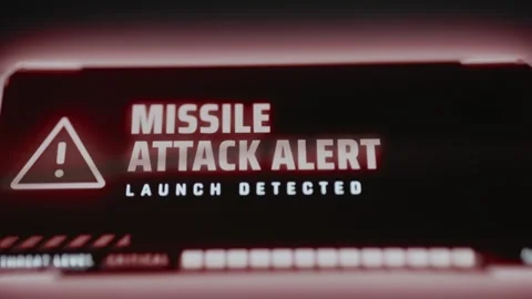 Missile Attack Alert With Launch Detected Warning 4K Stock Footage 341325592