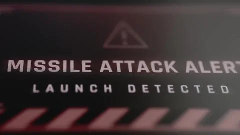 Missile Attack Alert with Launch Detected Warning Stock Photos