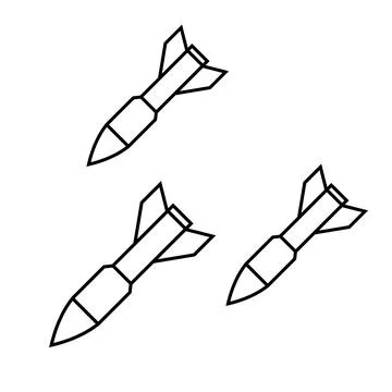 Missile attack icon in linear style. Stock Illustration