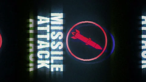Missile Attack symbol on analog screen modern glitch vertical Stock Footage 250836562