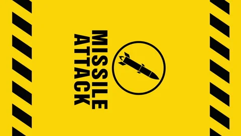 Missile Attack symbol on yellow background screen vertical Stock Footage 251473208
