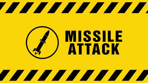 Missile Attack symbol on yellow background screen Stock Footage 251473244