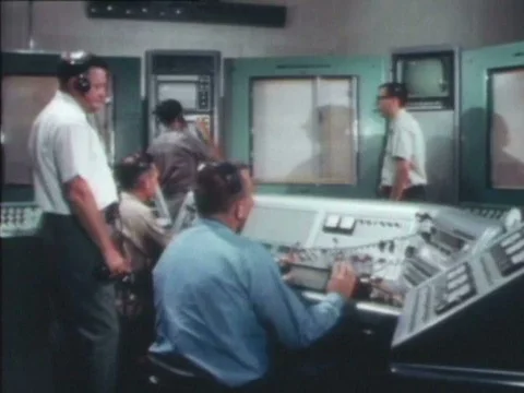 The Missile Control Center monitors the launch of a missile and uses sensing Stock Footage 74976936