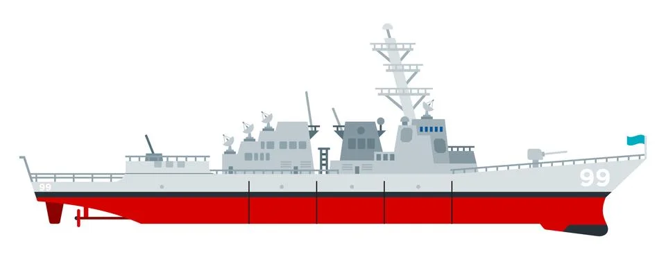 Missile cruiser vector flat icon isolated Stock Illustration