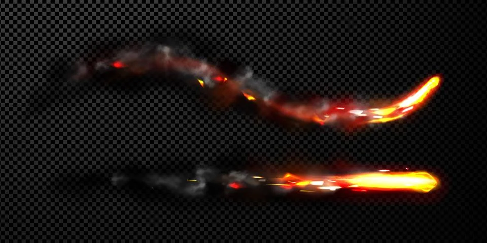 Missile effect, rocket fire trails with smoke Stock Illustration