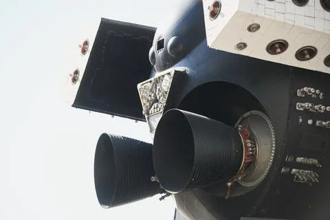 Missile engine first step of space rocket. Foto stock