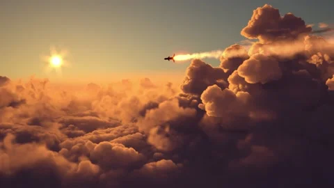 Missile fly above the clouds Stock Footage 134733056