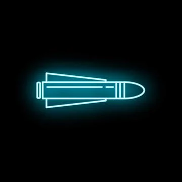 Missile glowing neon light vector icon illustration 库存插图