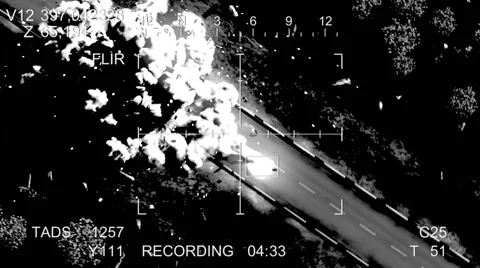 The missile hits the car Stock Footage 44974378