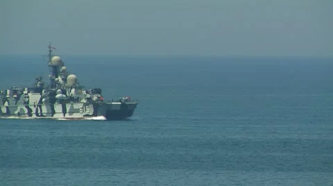 Missile hovercraft "Bora" Black Sea Fleet. Video stock 7908817