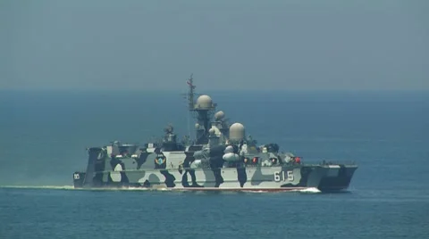Missile hovercraft "Bora" Black Sea Fleet. Video stock 7910179