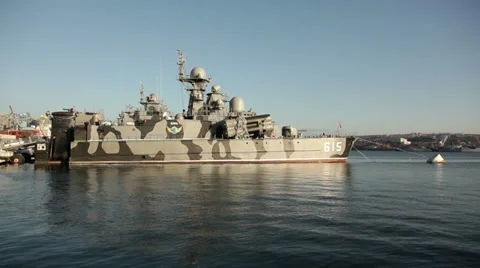 Missile hovercraft "Bora" at the pier. Stock Footage 32681334