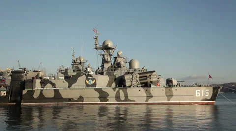 Missile hovercraft "Bora" at the pier. Stock Footage 32682560