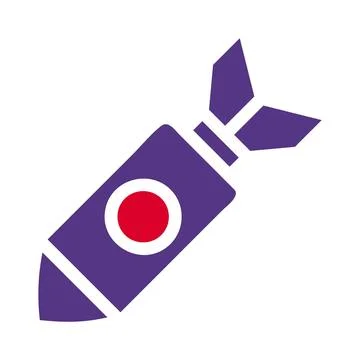 Missile icon solid red purple style military illustration vector army eleme.. Stock Illustration