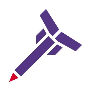 Missile icon solid red purple style military illustration vector army eleme.. Stock Illustration