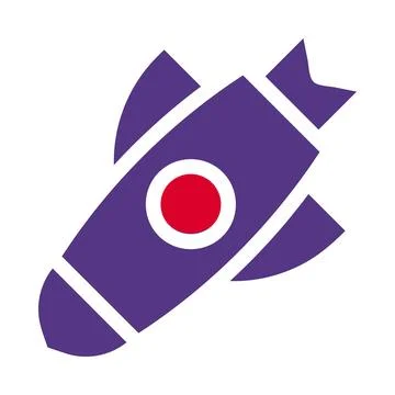 Missile icon solid red purple style military illustration vector army eleme.. Stock Illustration