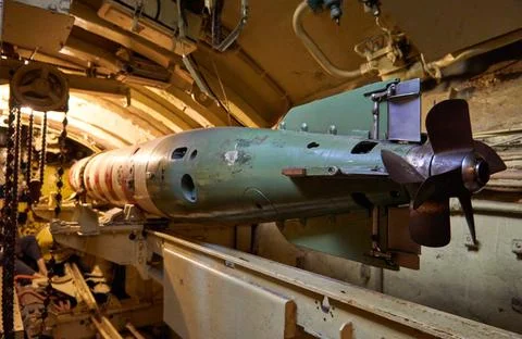 Missile inside the submarine. Stock Photos
