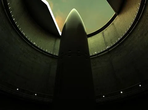 Missile inside an underground launch silo 스톡 일러스트