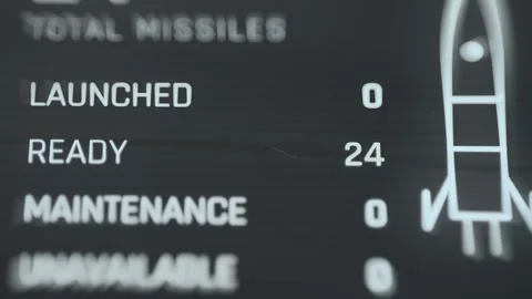 Missile Inventory Status Showing Twenty Four Ready And None Launched 4K Stock Footage 341842622