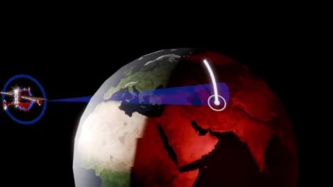 Missile launch detected by an early warning satellite, animation 3D Vídeos de archivo 336677909