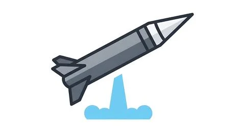 Missile launch in flat design isolated on white background, rocket taking o.. Stock Illustration