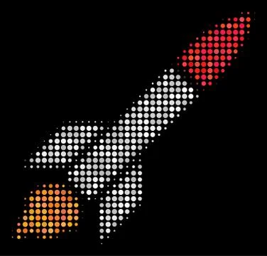 Missile Launch Halftone Icon Stock Illustration