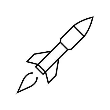 Missile launch icon in linear style. Stock Illustration